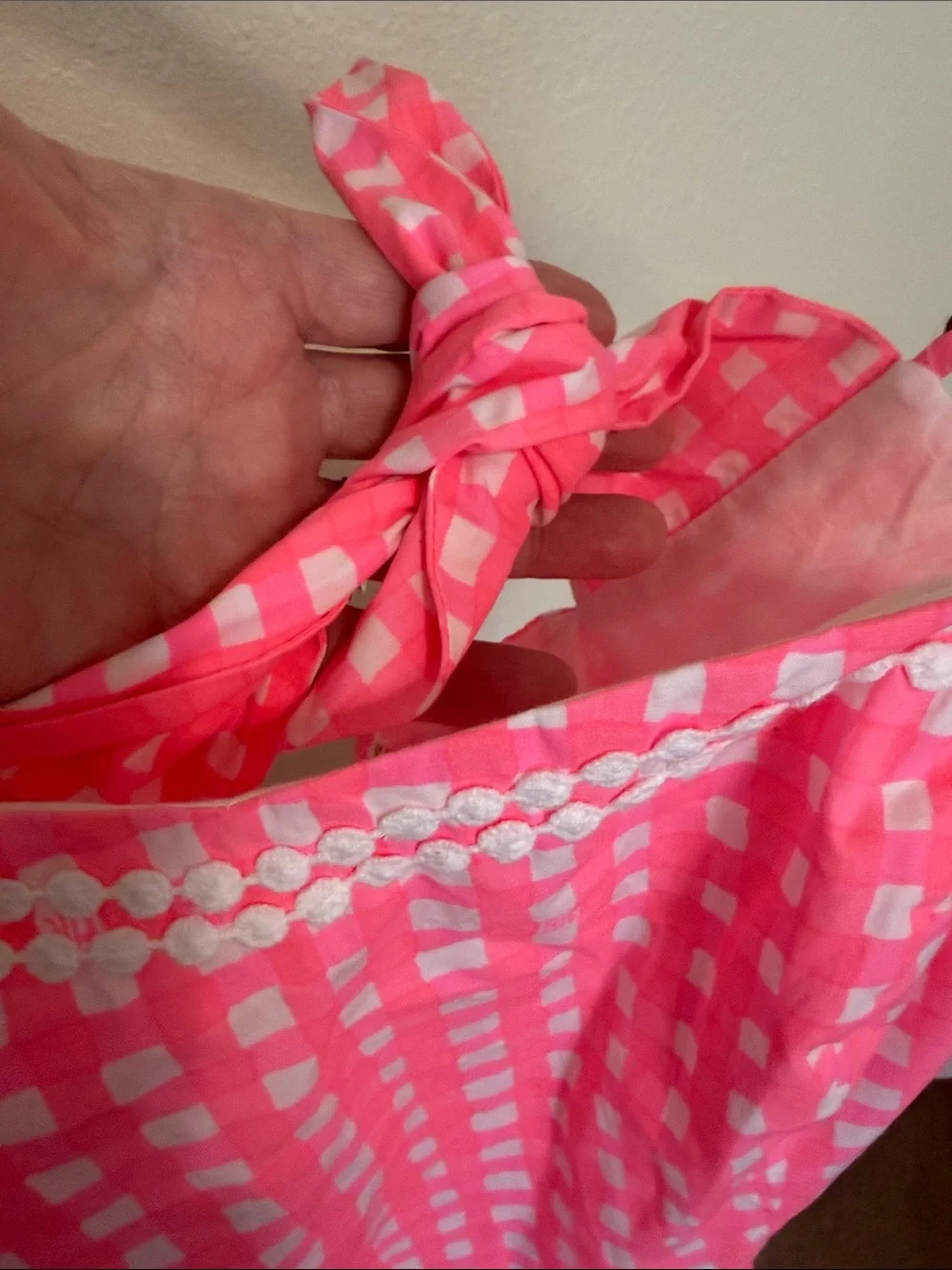 Lilly Pulitzer ❤️' Pink Gingham Sundress with Lace Trim